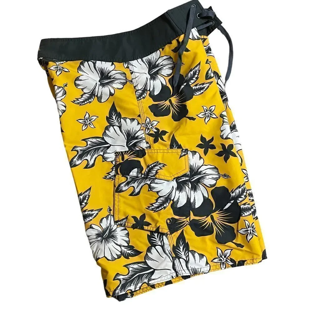 Kirra by PacSun Tropical Yellow and Grey Board Shorts NWT